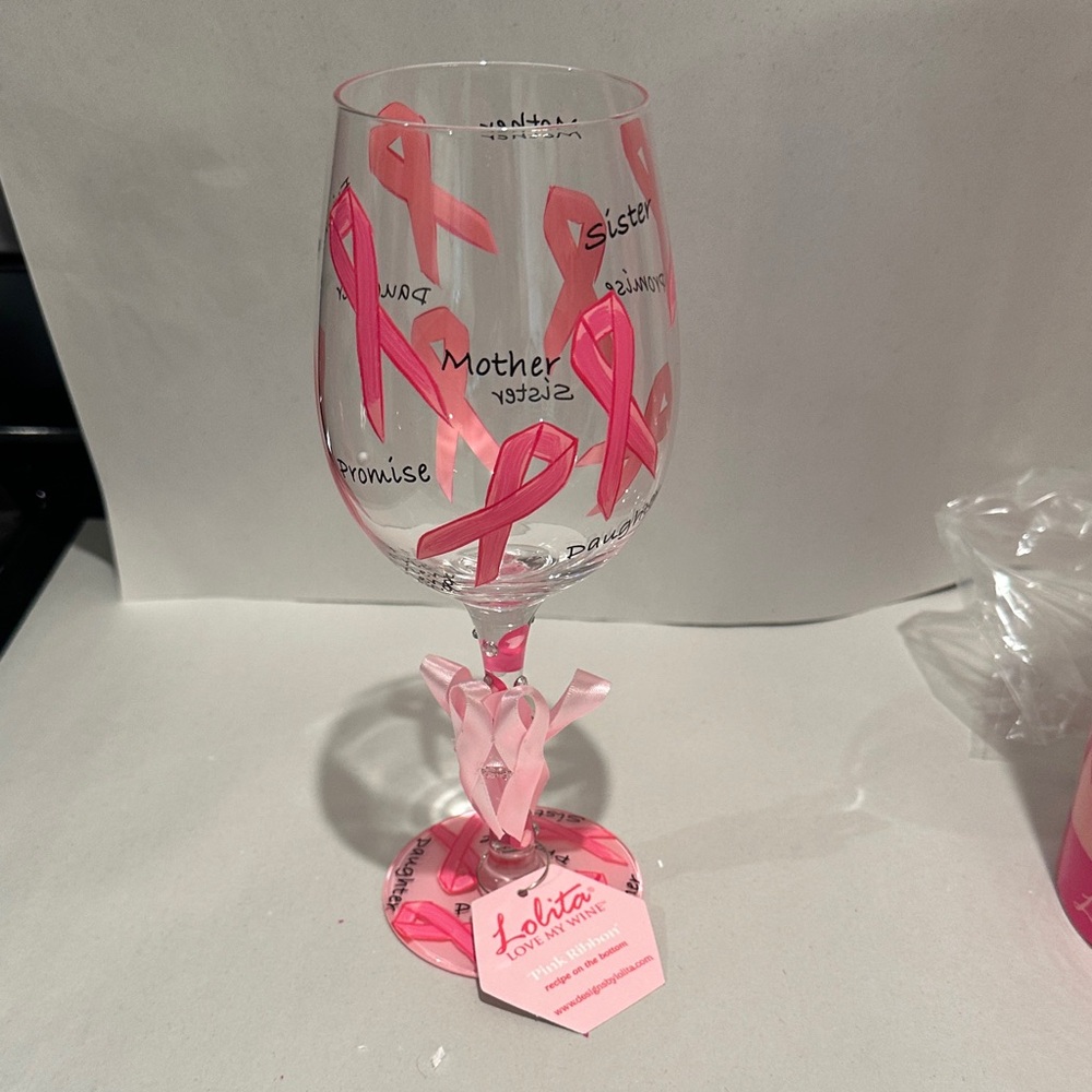 Lolita Pink Ribbon Wine Glass